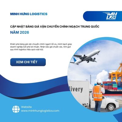 Cập nhật bảng giá vận chuyển chính ngạch Trung Quốc năm 2026